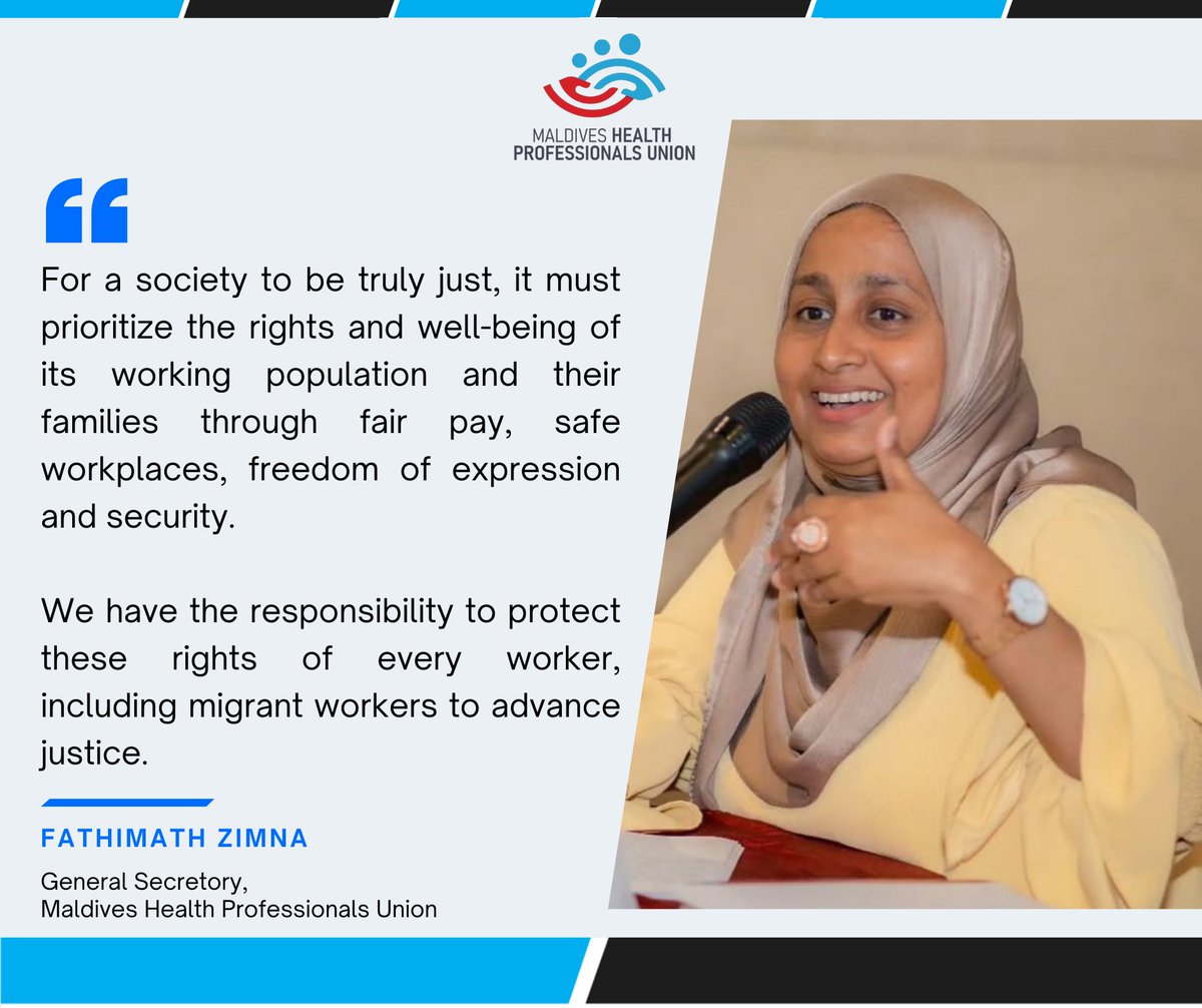 "މުޖުތަމަޢެއް ޙަޤީޤަތުގައި ވެސް އިންސާފުވެރި ވާނީ، އެ މުޖުތަމަޢެއްގެ މަސައްކަތްތެރިންނާއި އެމީހުންގެ ޢާއިލާތަކުގެ ޙައްޤުތަކާއި ދުޅަހެޔޮކަމަށް އިސްކަންދީ، އެކަށީގެންވާ މުސާރަ އާއި ރައްކާތެރި މަސައްކަތުގެ މާޙައުލާއި، ޚިޔާލު ފާޅުކުރުމުގެ މިނިވަންކަމާއި އަދި ސަލާމަތްތެރިކަން