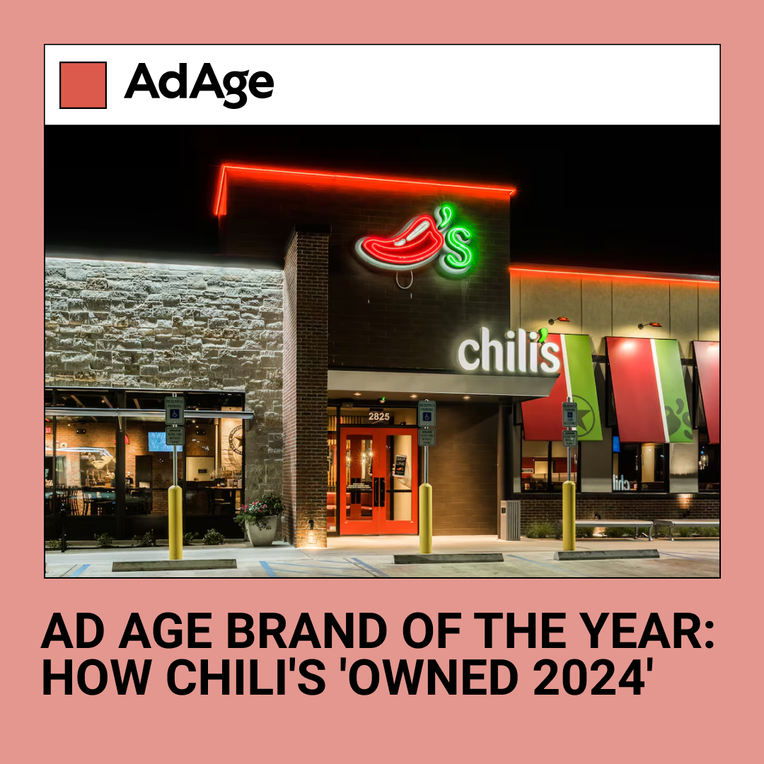 GALE (@galepartners) on Twitter photo Congrats to our partners <a href="/Chilis/">Chili's Grill & Bar</a> and George Felix on being named Brand and CMO of the Year at <a href="/adage/">Ad Age</a>'s 2025 Creativity Awards!
We’re proud to be part of your epic transformation year, prioritizing guest experience to build lasting connections.
Read more: adage.com/events-awards/… Congrats to our partners <a href="/Chilis/">Chili's Grill & Bar</a> and George Felix on being named Brand and CMO of the Year at <a href="/adage/">Ad Age</a>'s 2025 Creativity Awards!
We’re proud to be part of your epic transformation year, prioritizing guest experience to build lasting connections.
Read more: adage.com/events-awards/…