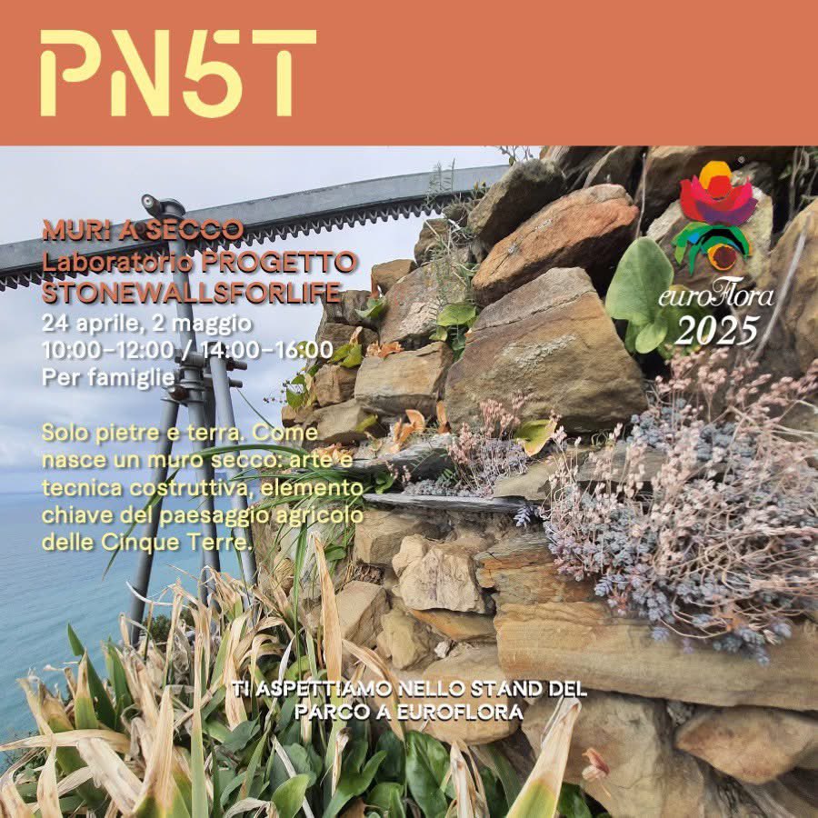 🌷🍀 Vi aspettiamo domani venerdì 2 maggio dalle 10 alle 12 e dalle 14 alle 16 negli spazi del <a href="/parco5terre/">Parco Cinque Terre</a> ad <a href="/EurofloraGe/">EurofloraOfficial</a> per scoprire perché i muri a secco sono così importanti per l’adattamento ai #cambiamenticlimatici. 
<a href="/LIFEprogramme/">LIFE Programme</a>
