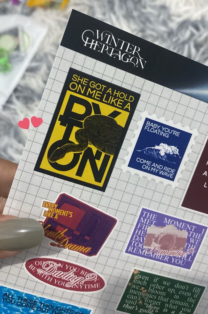 arsvevo's tweet photo. hi! i’ll be handing out some freebies on day 2 of nestfest - 100 sticker sheets based off the winter heptagon tracklist!

no verification needed whatsoever - simply come up to me and i’ll give you one! 😋🫶

*i’ll only be distributing on day 2

#GOT7_NESTFESTinBKK https://t.co/gZcokjweZj