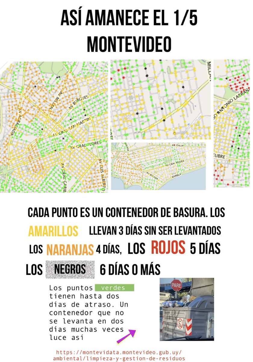 JoseSatdjian's tweet photo. Así amaneció Montevideo hoy 01/5/25

En estos barrios la Intendencia no levantó la basura:

Reducto , Aguada, Brazo Oriental, Atahualpa entre 3 y 4 días
Carrasco 3 días
Punta Gorda 4 días
Maroñas entre 3 y 6 días
Sayago entre 3 y 6 días 

Hay que cambiar.

#YaEstá
@MartinLemaUy https://t.co/ARauDo9VGf