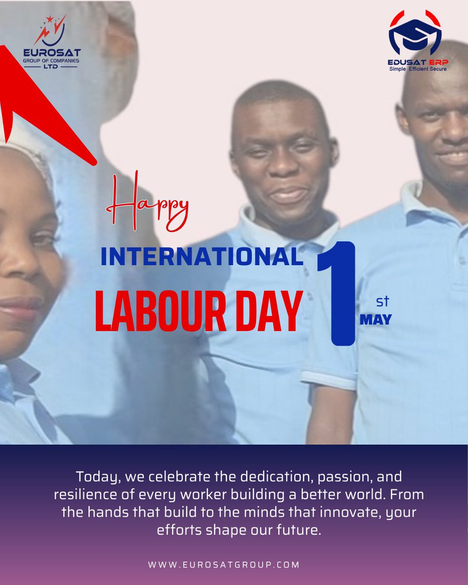 EurosatUg's tweet photo. 🌍 Happy Labour Day! 👷🏾‍♀️👨🏽‍💻👩🏿‍🏫👨🏽‍🔧
Today, we celebrate the dedication, passion, and resilience of every worker building a better world. 

At @EurosatUg , we honor the spirit of hard work and the pursuit of purpose. Thank you to our team and partners. 💪🏾✨ https://t.co/9idDtNvVde