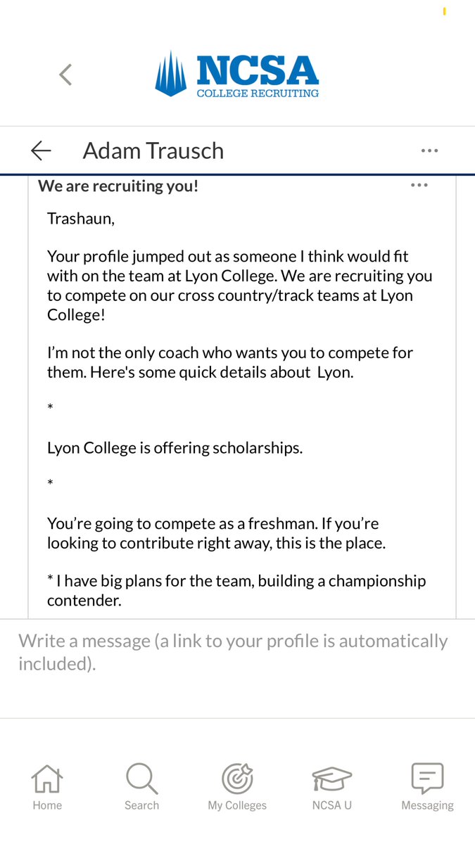 The NCSA college recruiting app is so helpful. Ive only been using it for two days, and im already getting more college intrest. 🙏❤️ #trackandfield #god #highschool