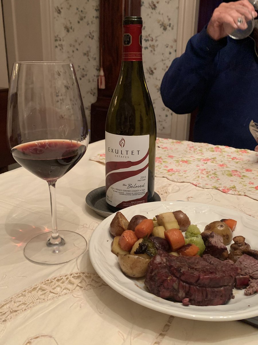 Outstanding dinner paired with #ExultetEstates 2010 #BlessedChardonnay &amp; 2013 &amp; 2014 #BelovedPinotNoirs…ineffable! To have tasted these reds alone would be to understand the incomparable value of #ExultetWines! 🍷(paired with Filet Mignon &amp; Roasted Vegetables 😋)