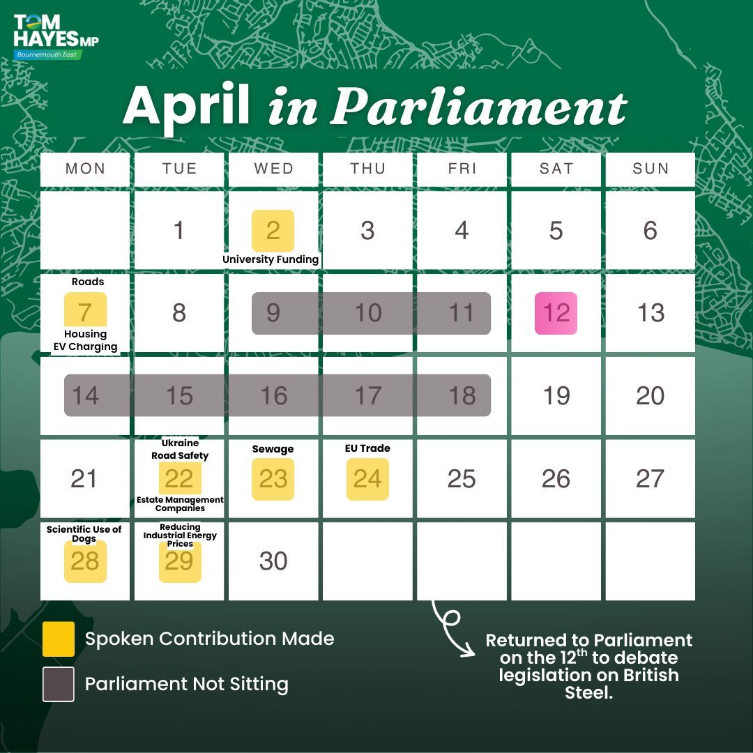 Here’s a snapshot of my April in Parliament:
🗣️ Contributions in 11 debates and sessions
🧑‍🎓 Speaking up for secure university funding
🚗 Raising our lack of EV infrastructure
🚧 Roads, sewage &amp; safety
🏛️ Heading back to Parliament during recess to back British Steel