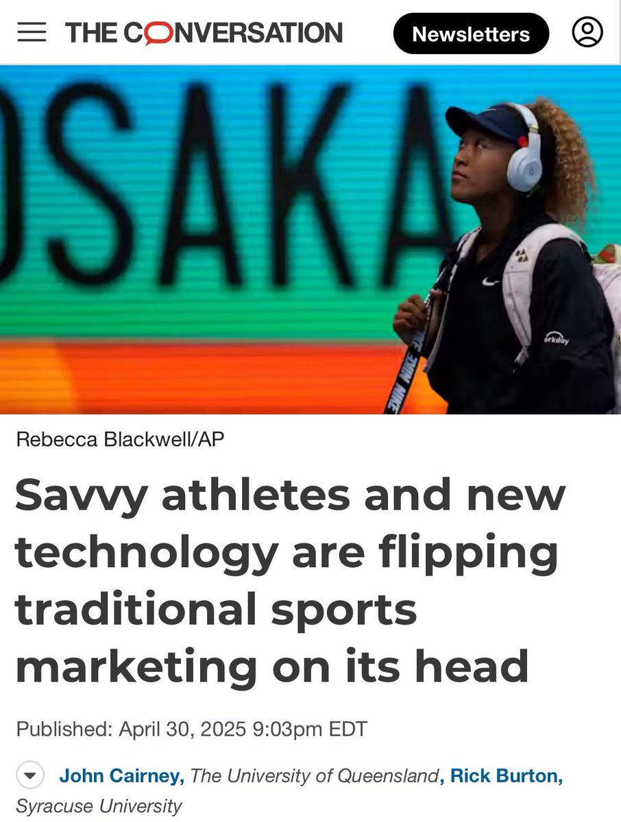 For followers of the NIL Clubhouse, this latest piece on sports media and tech is probably worth a quick read:
theconversation.com/savvy-athletes…