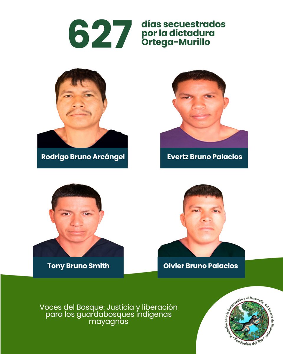 2/2 Los guardabosques están presos en “La Modelo”, lejos de sus familias que no pueden visitarlos, solo hablan mayangna, enfrentan problemas de salud y son mal alimentados. 🚨 Dos de ellos, Evertz y Olvier, fueron detenidos siendo menores de edad. Han sido víctimas de violencia