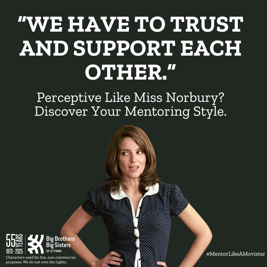 🎥Ready to guide and inspire like a legendary movie mentor?

Take our quiz to discover your mentoring style and learn how you can best support and empower a youth in Ottawa on their journey!

⭐Take the Quiz! &gt; quiz.tryinteract.com/#/67f4032f52dd…

#MentorLikeAMoviestar #BBBSO