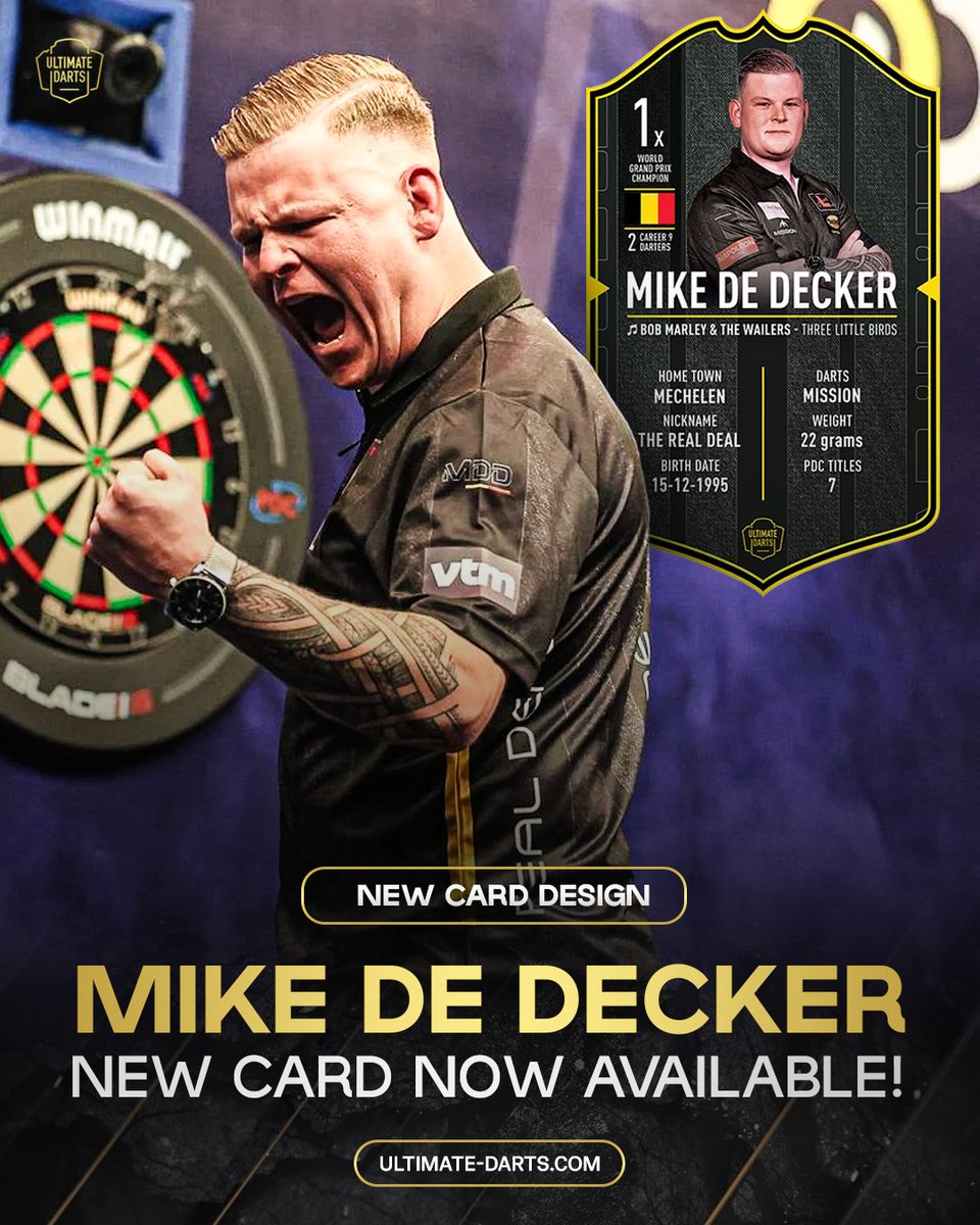 UltimateDarts's tweet image. ๐ง๐๐ ๐ฅ๐๐๐ ๐๐๐๐ ๐ฅ
New darts. New shirt. And now a brand-new Ultimate Card for Mike De Decker. Fresh look, same fire. Grab it now!