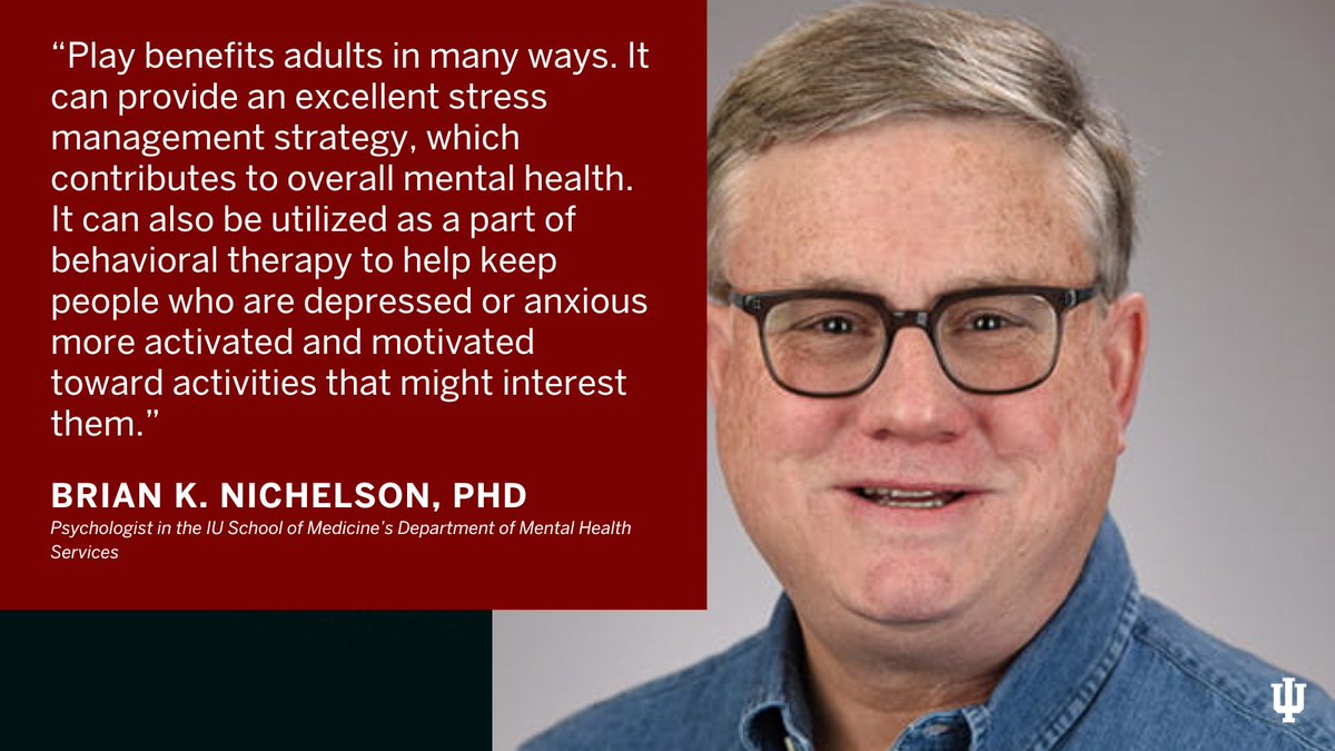 Play isn’t just for kids. Making time for it as an adult can ease stress, support mental health and reignite old passions. IU School of Medicine’s Brian Nichelson, PhD, explains: bit.ly/3GOU2zW