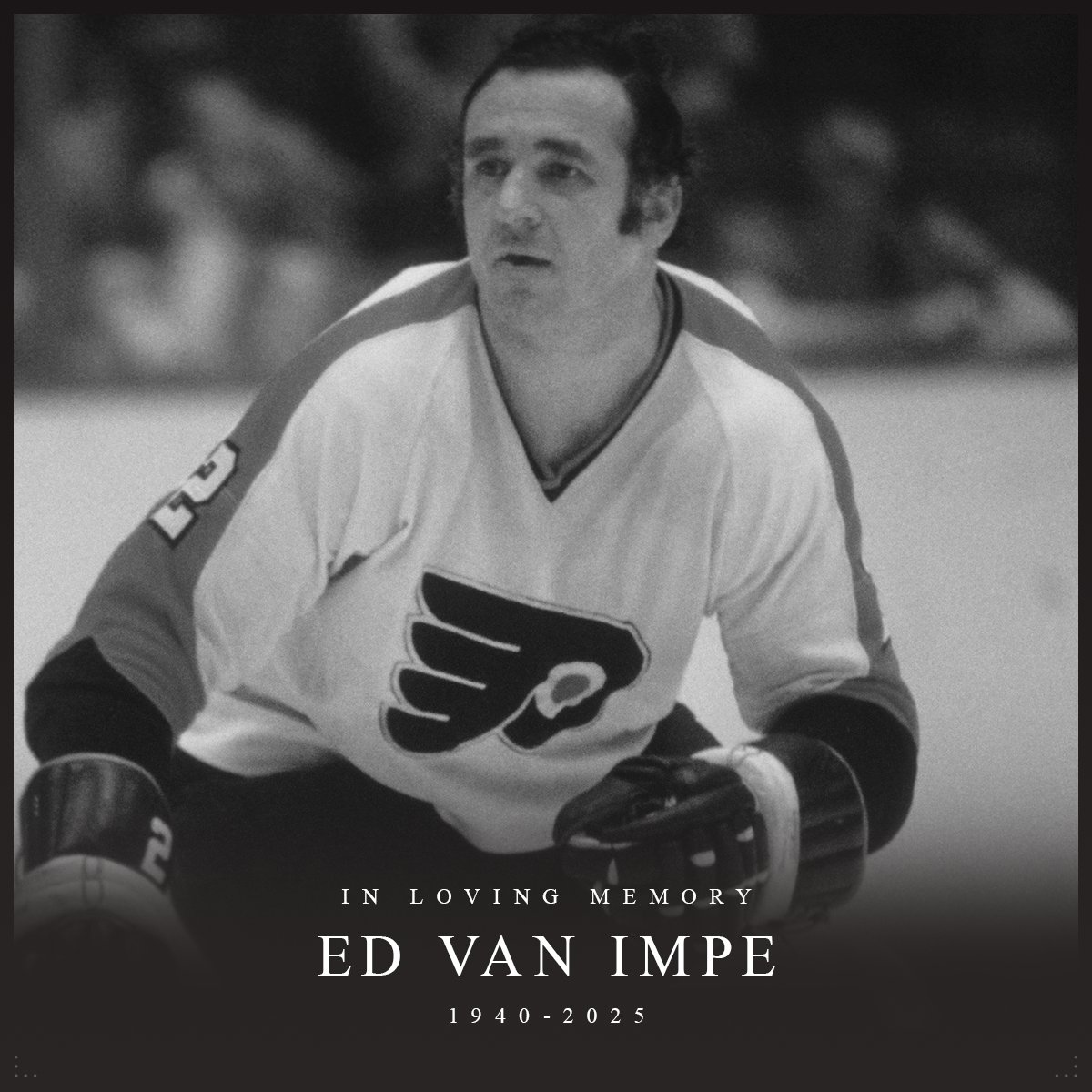 The NHL mourns the passing of Ed Van Impe, a member of the expansion Flyers in 1967-68 who played nine seasons with the 'Broad Street Bullies,' winning the Stanley Cup in 1974 and 1975. Our thoughts are with his family, friends and many fans in hockey.