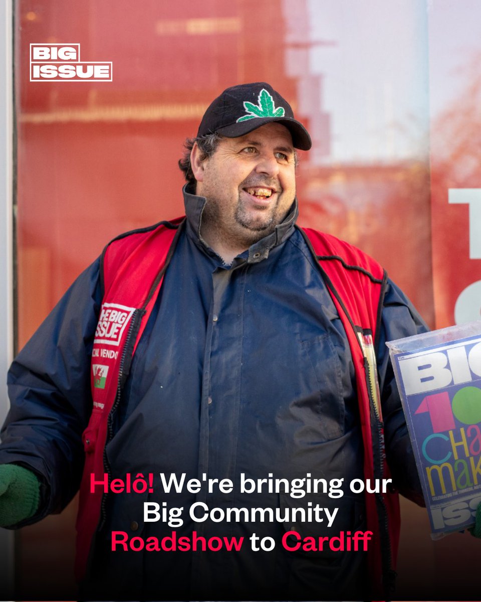 Big Issue teams from all over Britain will head to Cardiff this month on the next stop of our Big Community Roadshow – wela i di cyn bo hir! 🏴󠁧󠁢󠁷󠁬󠁳󠁿

We'll be in the Welsh capital between 12th-14th May for a busy line-up of community events and activities. ⬇️
bigissue.com/news/cardiff-c…