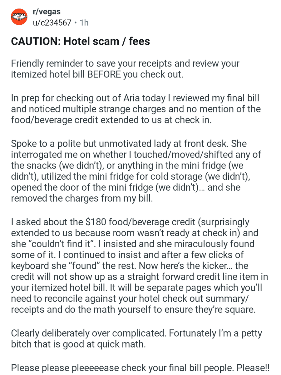 LasVegasLocally's tweet photo. Always double-check your hotel bill https://t.co/MqN3Nv0dj5