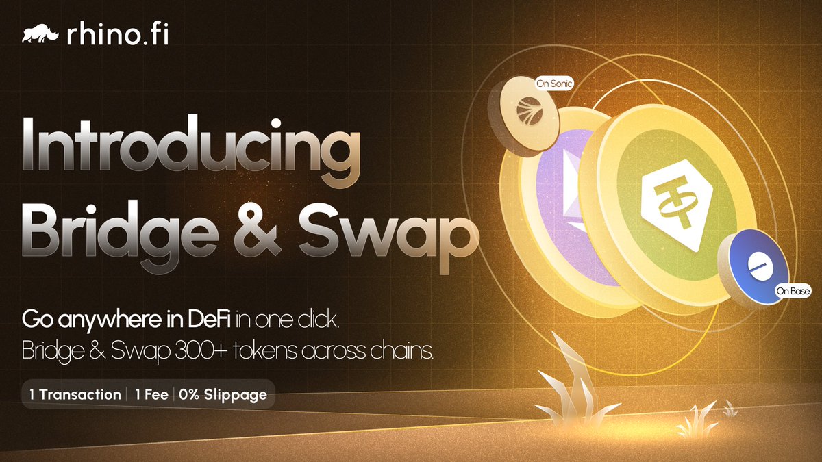 rhinofi's tweet image. 🚀New Feature Live: Bridge &amp;amp; Swap🚀

Move over 300+ tokens across chains and swap them in one smooth transaction. Available across 13 chains including @Ethereum, @Arbitrum, @SonicLabs, @Base &amp;amp; more.

✅ One transaction, one fee
✅ Minimal slippage, deep liquidity
✅ Perfect for…