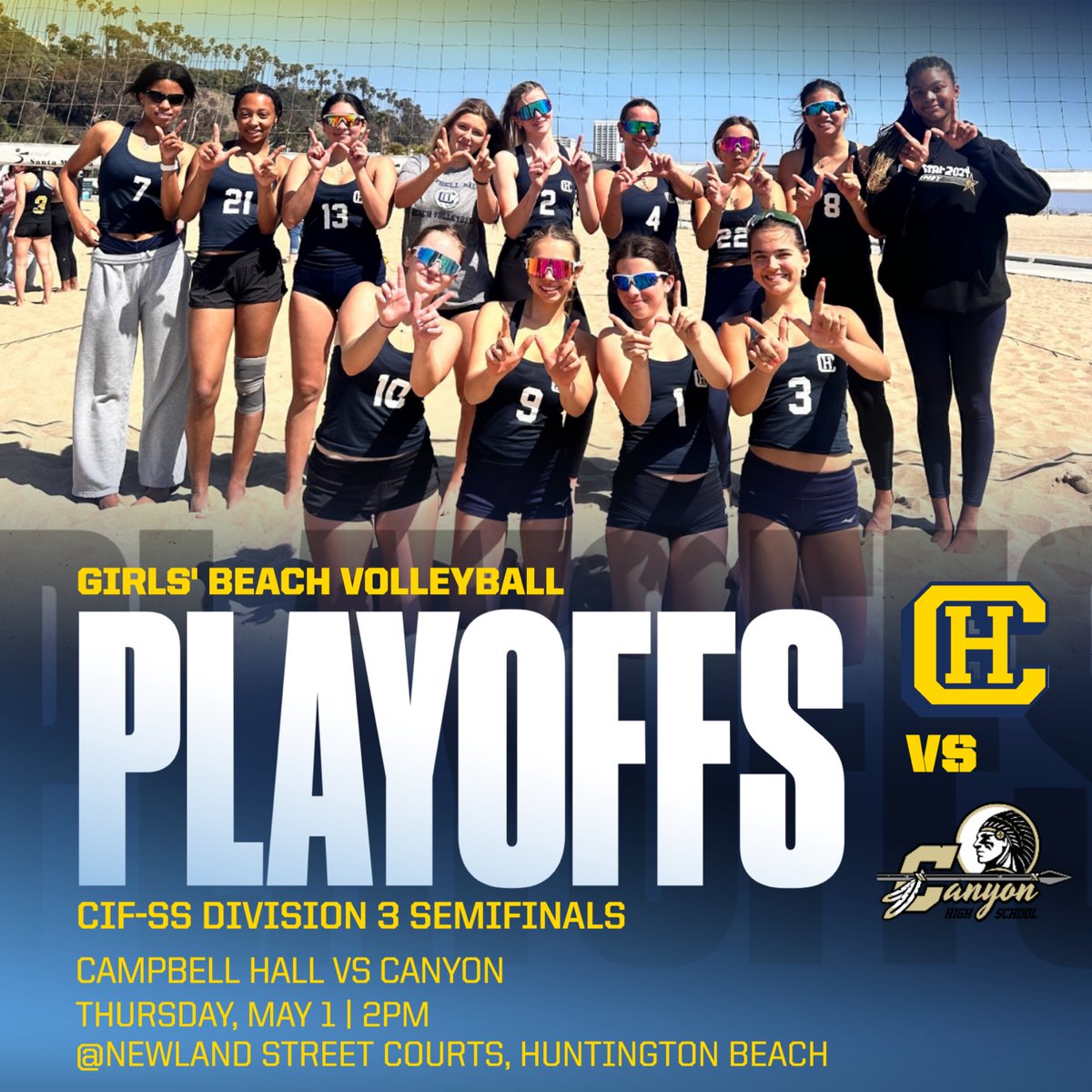 Campbell Hall (@gocampbellhall) on Twitter photo Girls’ Beach Volleyball will compete in the CIF-SS Division 3 SEMI-FINALS today against Canyon! Good luck, Vikings!
2pm | 🏖️ Newland Street Courts, Huntington Beach
#GoCHVikings #TheHall <a href="/CIFSS/">CIF Southern Section</a> Girls’ Beach Volleyball will compete in the CIF-SS Division 3 SEMI-FINALS today against Canyon! Good luck, Vikings!
2pm | 🏖️ Newland Street Courts, Huntington Beach
#GoCHVikings #TheHall <a href="/CIFSS/">CIF Southern Section</a>