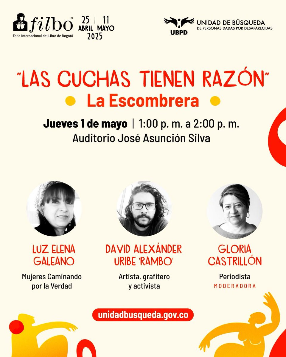 EEColombia2020's tweet photo. ¿Sabe por qué las cuchas tienen razón?

Invitados a pasarse hoy a la 1:30 p.m. por el 📍 Auditorio José Asunción Silva en la @FILBogota para escucharlas.

Modera: @glocastri https://t.co/Jj3acVufwx