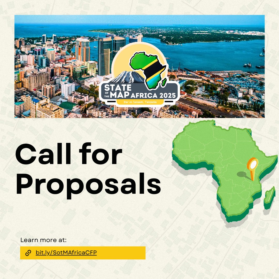 📣 Call for Proposals is NOW OPEN for #SotMAfrica2025! 🌍 Share your #OpenStreetMap expertise on topics like humanitarian mapping, community change, tech, and more! Talks, workshops, panels &amp; posters welcome. Deadline: June 24! pretalx.com/state-of-the-m…