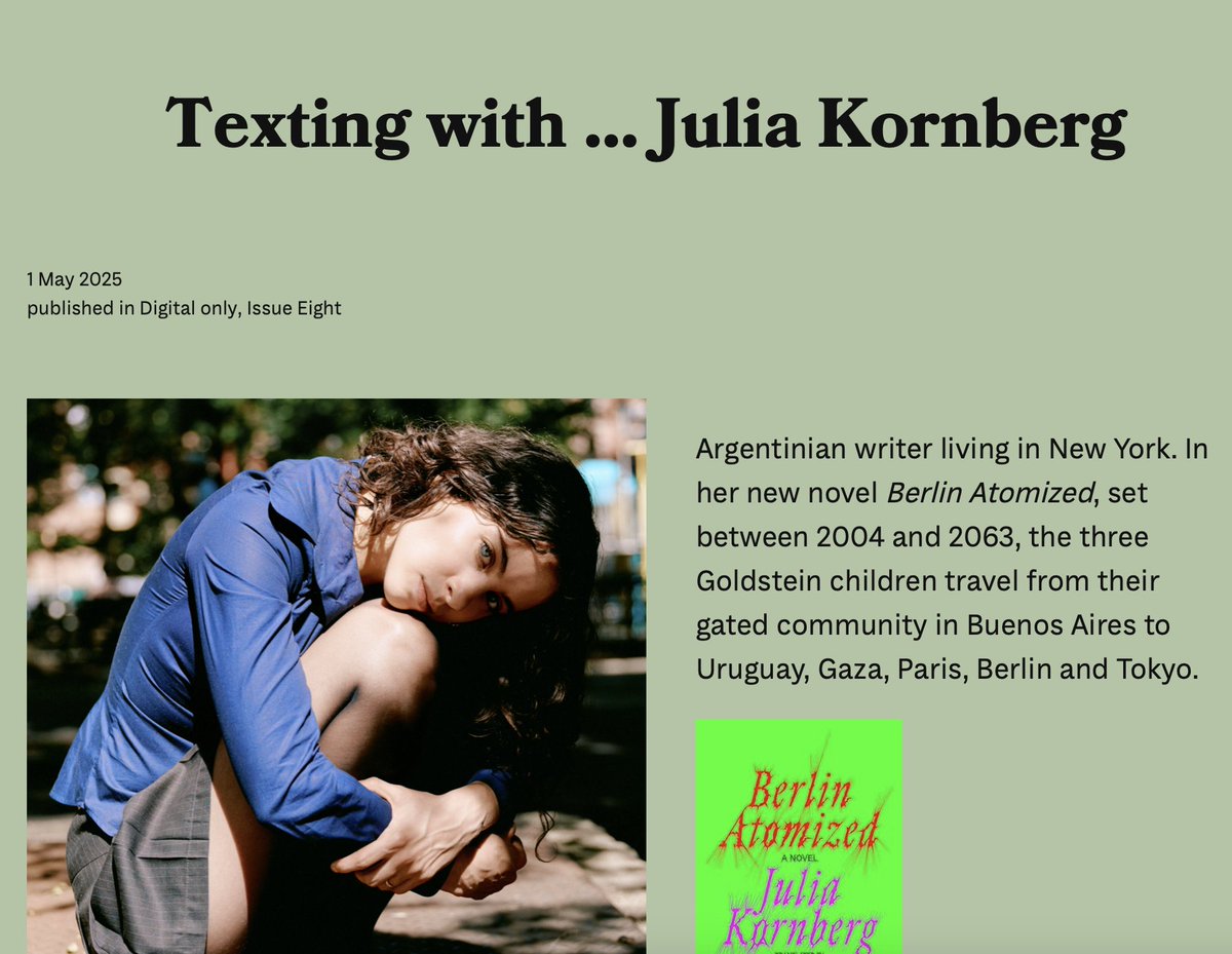 julia kornberg (@sputnikon3) on Twitter photo had a fun whatsapp exchange about Berlin Atomized with the great editors of <a href="/european_review/">The European Review of Books</a>
europeanreviewofbooks.com/texting-with-j… had a fun whatsapp exchange about Berlin Atomized with the great editors of <a href="/european_review/">The European Review of Books</a>
europeanreviewofbooks.com/texting-with-j…