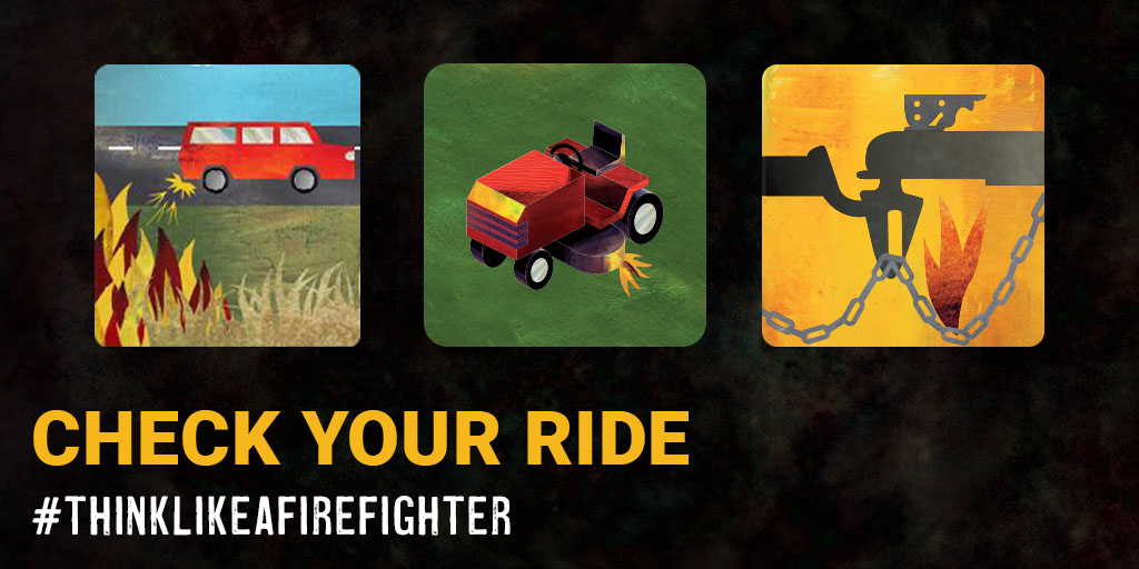 Before hitting the road, remember to:
✔️ tires for wear
✔️ that bearings &amp; axles are greased
✔️ that safety chains are secure &amp; not dragging

And when you reach your destination:
🚫 don’t park on dry grass!

#thinklikeafirefighter