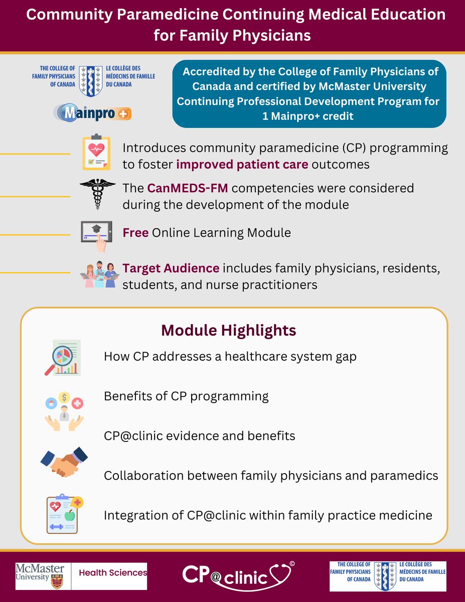 Community Paramedicine at Clinic (@cpatclinic) on Twitter photo Happy Ontario Doctor's Day to all the dedicated physicians! 🩺👩⚕️👨⚕️
This year, why not enroll in our free Mainpro+ Accredited CME about Community Paramedicine (CP)! CP Programs are growing & caring for patients in your community! ♥️
Register: bit.ly/CMECP Happy Ontario Doctor's Day to all the dedicated physicians! 🩺👩⚕️👨⚕️
This year, why not enroll in our free Mainpro+ Accredited CME about Community Paramedicine (CP)! CP Programs are growing & caring for patients in your community! ♥️
Register: bit.ly/CMECP