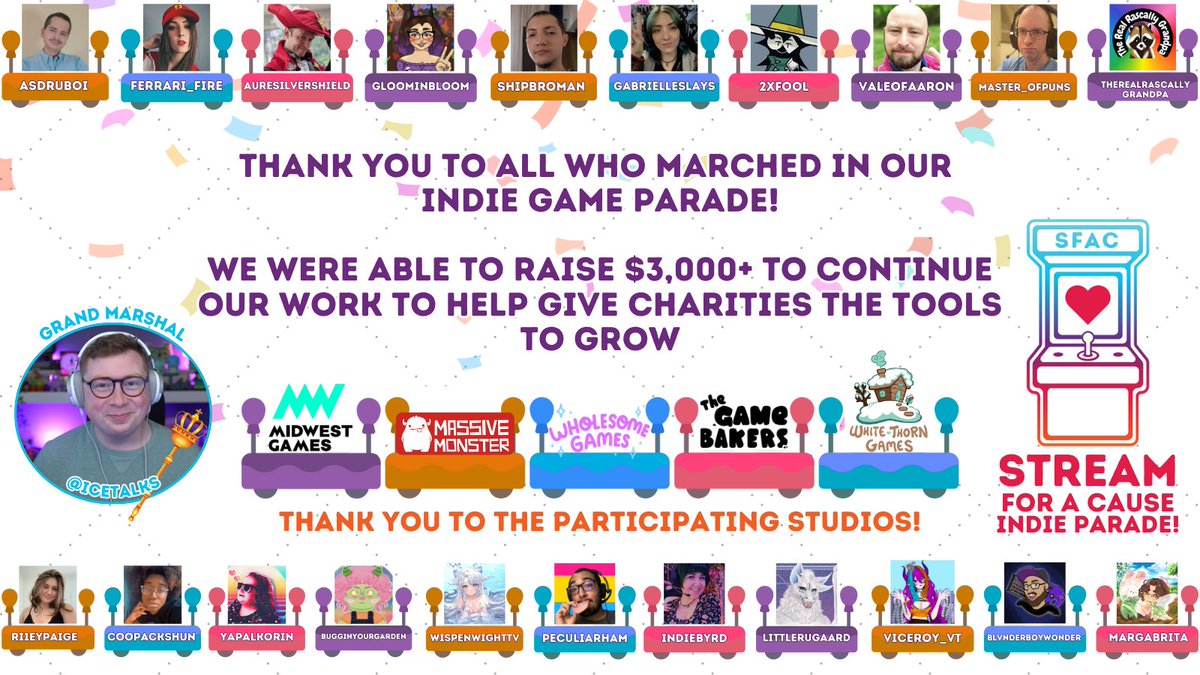 Streamcause's tweet image. Huge thank you to every content creator who joined our Indie Game Parade, our incredible Grand Marshal, and the amazing game studios that made it all possible. 

Together, we raised over $3,000 to fuel our mission: helping charities grow and thrive.
This was more than a…