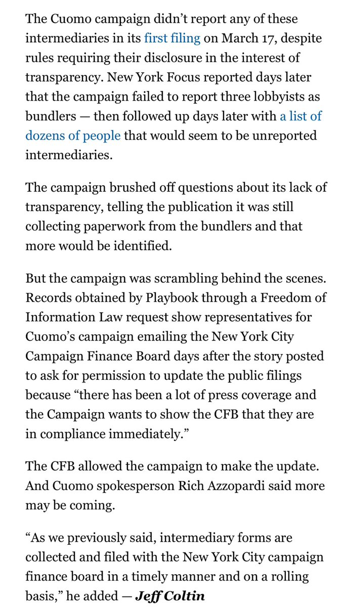Andrew Cuomo’s campaign has reported 50 intermediaries helping him raise money — but only after @NYSFocus pulled back the curtain.