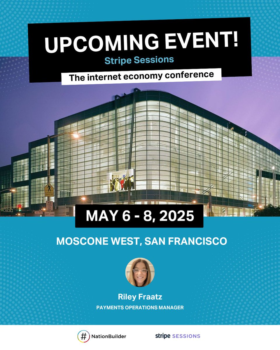 NationBuilder (@nationbuilder) on Twitter photo Headed to @Stripe Sessions? So are we!
Our Payments Operations Manager, Riley Fraatz (<a href="/fraatz/">Riley Fraatz</a>), will be on the ground in San Francisco exploring the future of #fintech, revenue growth, and all things payments.
If you're attending too, she'd love to connect! ๐ Headed to @Stripe Sessions? So are we!
Our Payments Operations Manager, Riley Fraatz (<a href="/fraatz/">Riley Fraatz</a>), will be on the ground in San Francisco exploring the future of #fintech, revenue growth, and all things payments.
If you're attending too, she'd love to connect! ๐