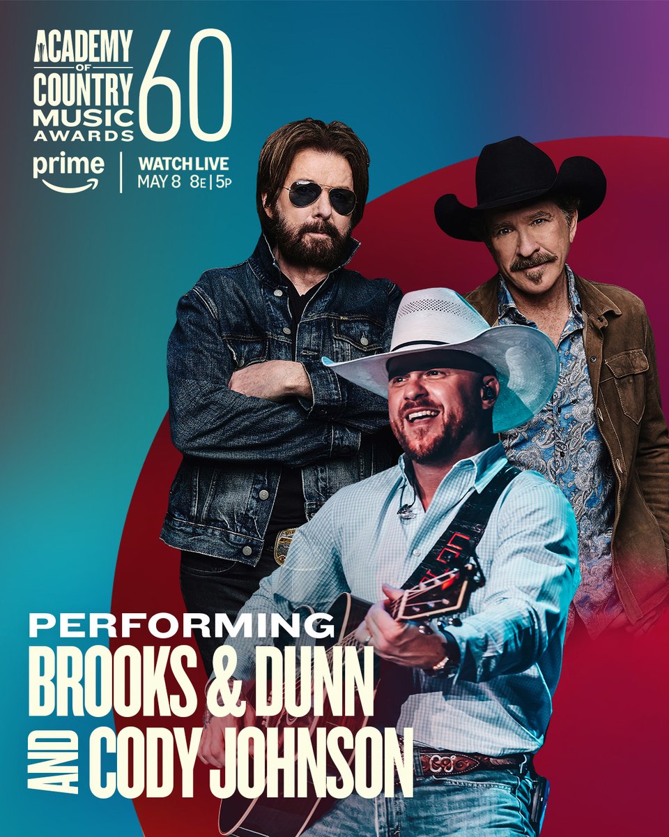 Brooks & Dunn (@brooksanddunn) on Twitter photo Excited to be performing with our buddy <a href="/codyjohnson/">Cody Johnson</a> on the 60th <a href="/ACMawards/">ACM Awards</a> !! Tune in Thursday, May 8 at 8pm ET | 5pm PT on <a href="/PrimeVideo/">Prime Video</a> - amazon.com/acm ! #ACMawards #ACM60 Excited to be performing with our buddy <a href="/codyjohnson/">Cody Johnson</a> on the 60th <a href="/ACMawards/">ACM Awards</a> !! Tune in Thursday, May 8 at 8pm ET | 5pm PT on <a href="/PrimeVideo/">Prime Video</a> - amazon.com/acm ! #ACMawards #ACM60