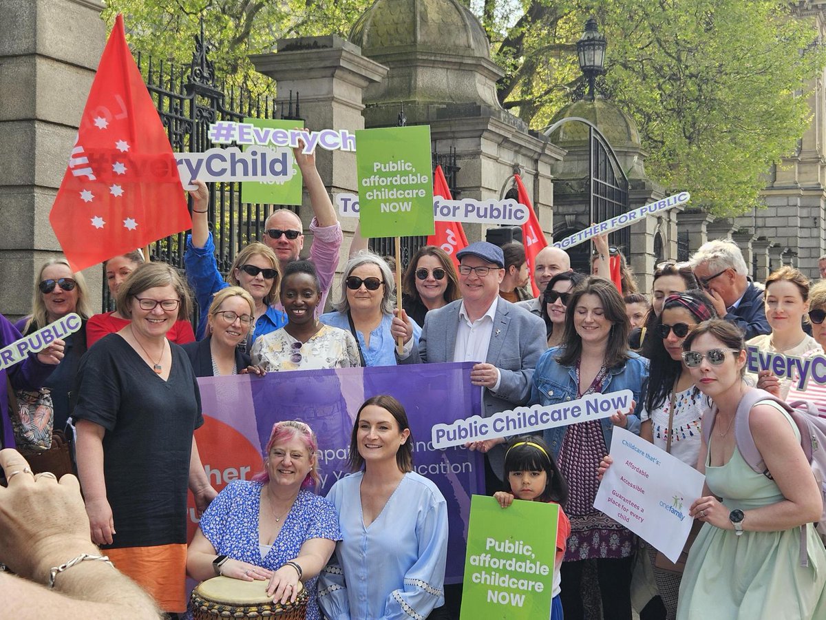 This #MayDay, NWC with Together for Public joined outside Leinster House to call for Government action to tackle the ongoing childcare crisis &amp; for a public childcare system

Thank you to our brilliant speakers and everyone who joined us today 💥

#EveryChild #TogetherforPublic
