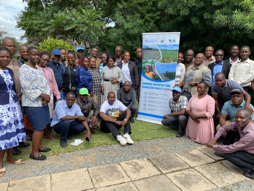 faosfsafrica's tweet photo. #TrainingaOfTrainers for 36 @Agritex extension officers from Bindura and Mazowe districts on #CSA, 👏 to @AfDB_Group funded #ZEFPP. Training to support thousands of farmers to take up appropriate agroecological practices to enhance productivity in the face of climate change. https://t.co/RuhyJYfkyC