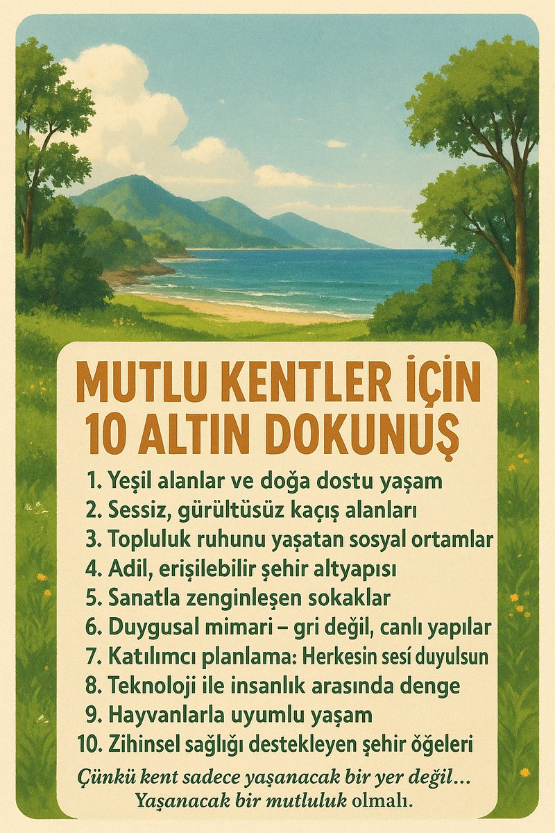 Şehirler sadece beton değil, duygudur.
Yaşadığımız yer bizi hasta da eder, iyi de…
Ben inanıyorum ki daha huzurlu, daha yaşanabilir kentler mümkün.
İşte mutlu kentler için on ihtiyaç: <a href="/IBBcozummerkezi/">İBB Çözüm Merkezi</a>
<a href="/istanbulbld/">İstanbul Büyükşehir Belediyesi</a> <a href="/Kucukcekmecemiz/">Küçükçekmece BLD</a>