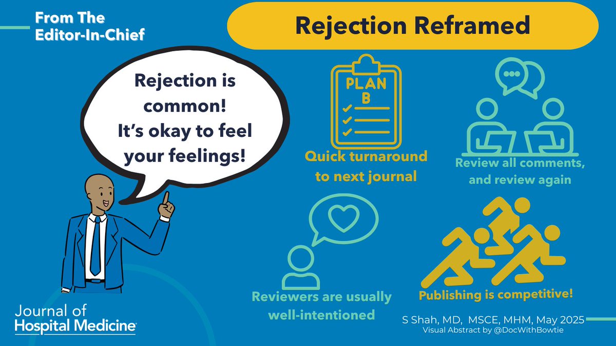 Journal of Hospital Medicine (@jhospmedicine) on Twitter photo π‘ Rejection is not the end of the story. Check out this month's From The EIC for a pragmatic guide to navigating manuscript rejection. #MoreThanAJournal #LeadingByExample
π: doi.org/10.1002/jhm.13β¦
βοΈ: <a href="/SamirShahMD/">Samir S. Shah</a>
πΌοΈ: #VisualAbstract by <a href="/DocWithBowtie/">Joe Thomas, MD, FHM</a> π‘ Rejection is not the end of the story. Check out this month's From The EIC for a pragmatic guide to navigating manuscript rejection. #MoreThanAJournal #LeadingByExample
π: doi.org/10.1002/jhm.13β¦
βοΈ: <a href="/SamirShahMD/">Samir S. Shah</a>
πΌοΈ: #VisualAbstract by <a href="/DocWithBowtie/">Joe Thomas, MD, FHM</a>