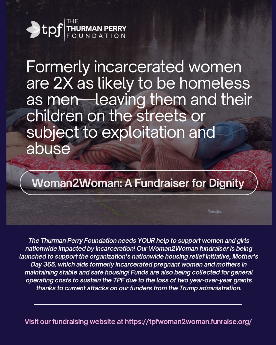 Thank y’all so much for an amazing start to the 1st day of our Woman2Woman fundraiser for our housing relief program &amp; general operations fund at The Thurman Perry Foundation

Make sure to use this link though as we’d like to keep track for the program! tpfwoman2woman.funraise.org