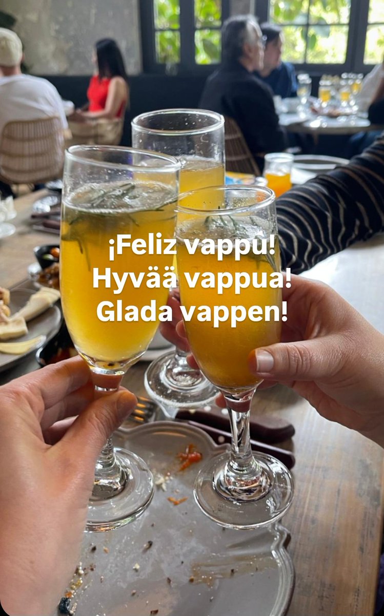 Feliz vappu! 🥳

🎈Vappu, el Primero de Mayo, es la fiesta del trabajo y de la primavera en Finlandia. 

🎈Los estudiantes y todo el mundo se reúne para comer al aire libre y se come "munkki" un tipo de dona, y se bebe una bebida llamada "sima", parecida a una limonada.
