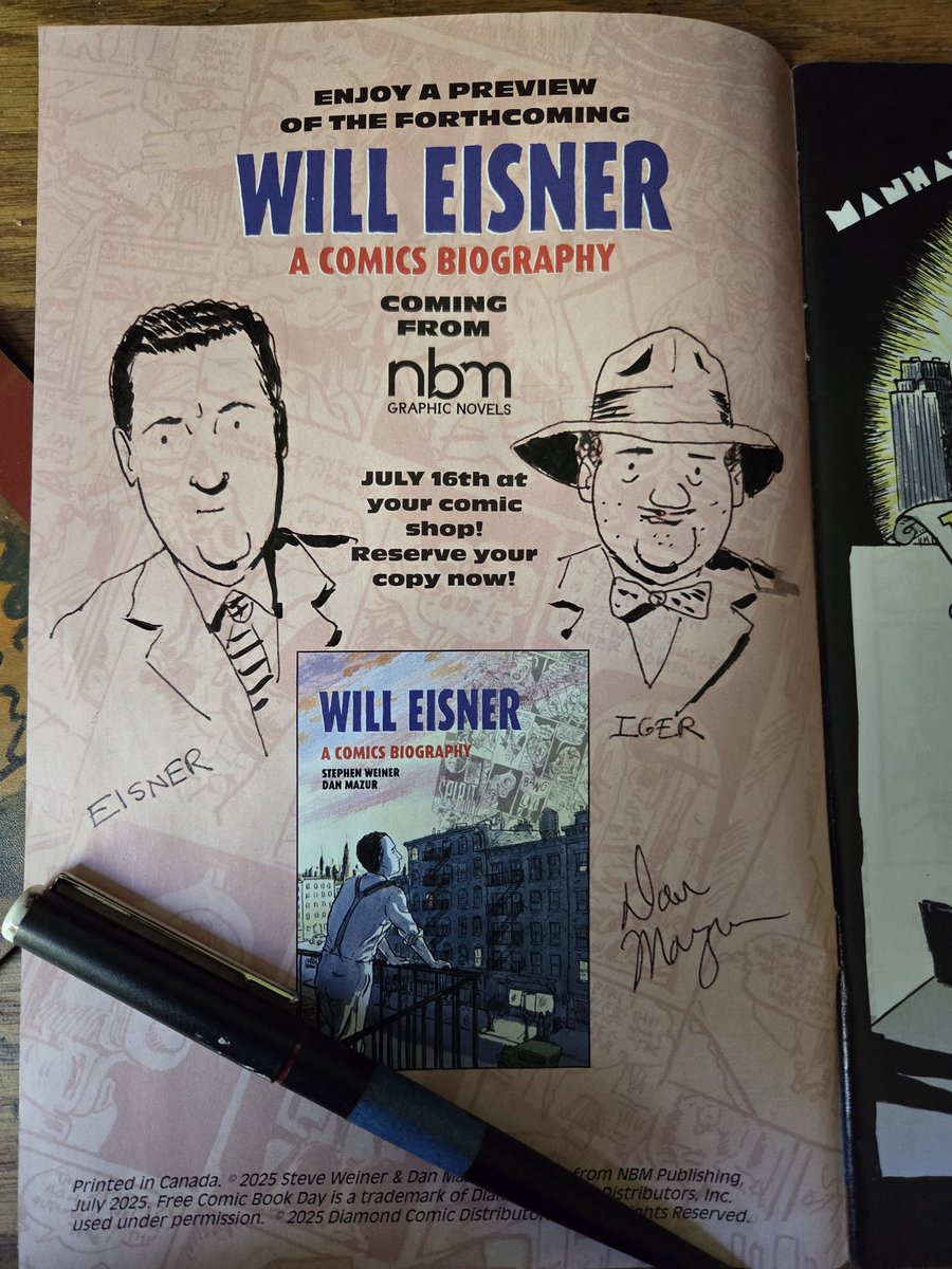 Dan Mazur (@danmazurcomics) on Twitter photo This Saturday, Free Comic Book Day I'll be at <a href="/myp_comics/">Million Year Picnic</a> in Harvard Square from 12-2, drawing Eisner & Iger for you if you pick up a copy of the fcbd preview of Will Eisner a Comics Biography, coming 7/25 from <a href="/NBMPUB/">NBM Graphic Novels</a> This Saturday, Free Comic Book Day I'll be at <a href="/myp_comics/">Million Year Picnic</a> in Harvard Square from 12-2, drawing Eisner & Iger for you if you pick up a copy of the fcbd preview of Will Eisner a Comics Biography, coming 7/25 from <a href="/NBMPUB/">NBM Graphic Novels</a>