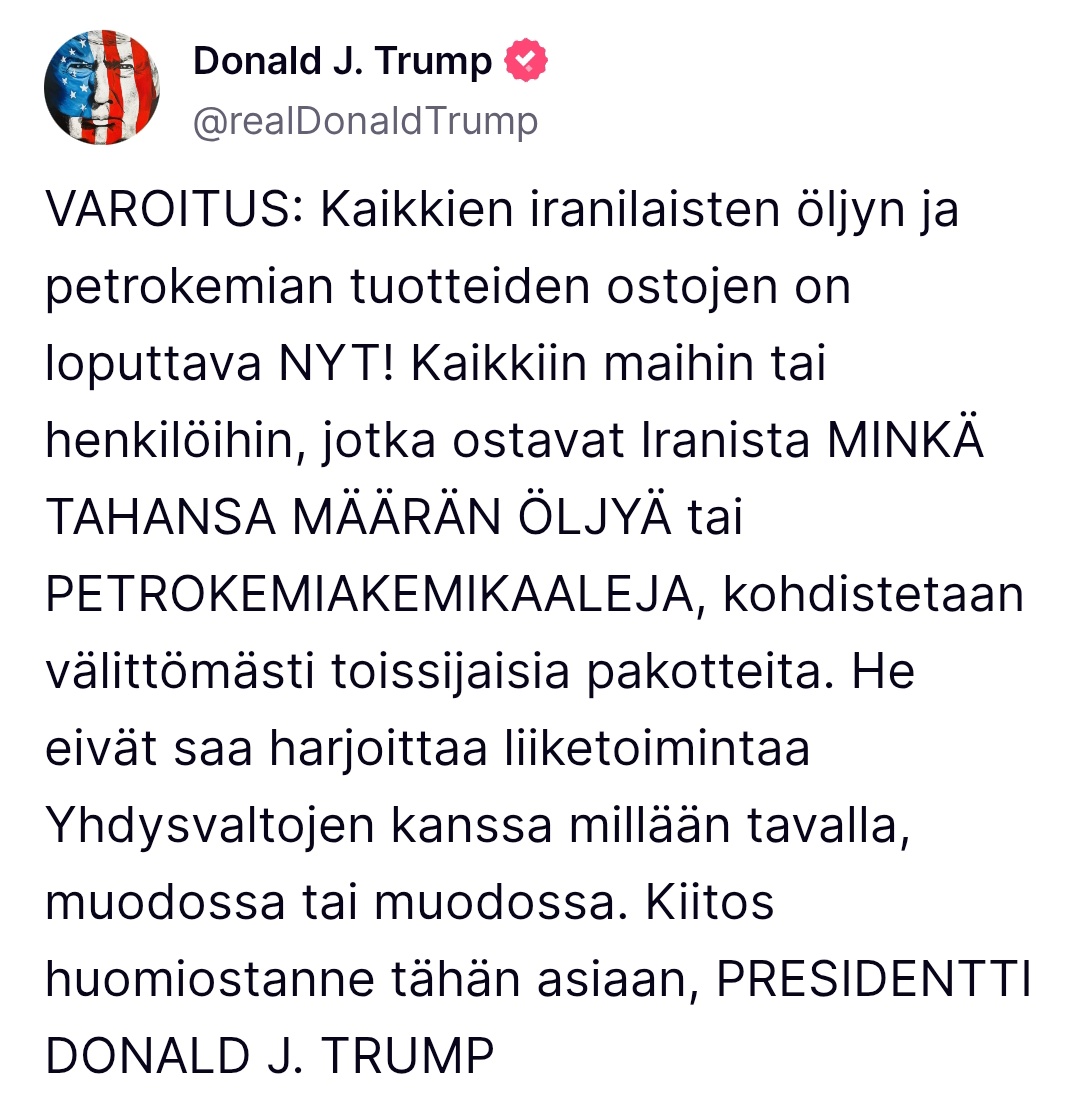 Trumpilla paloi pinna Iranin rättipäiden kanssa.