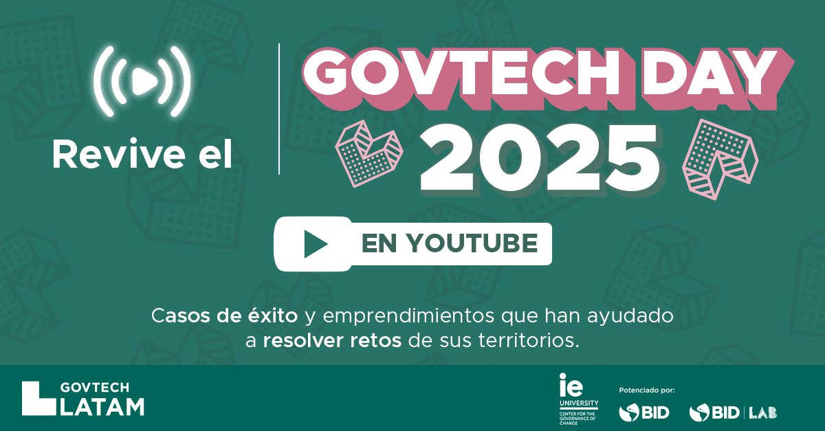 ¿Te interesa conocer cómo la #Tecnología puede transformar lo público? 🎯 GovTech conecta gobiernos con #SolucionesDigitales para desafíos reales. Revive lo mejor del #GovTechDay y descubre todo lo que esta agenda puede ofrecer. 🎥 Mira las sesiones aquí: youtube.com/playlist?list=…