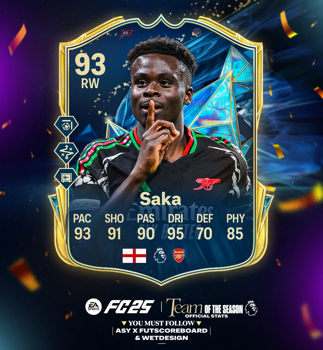 🚨 SAKA 🏴󠁧󠁢󠁥󠁮󠁧󠁿 TOTS OFFICIAL CARD🚨

OFFICIAL STATS ✅
OFFICIAL PS+ ✅