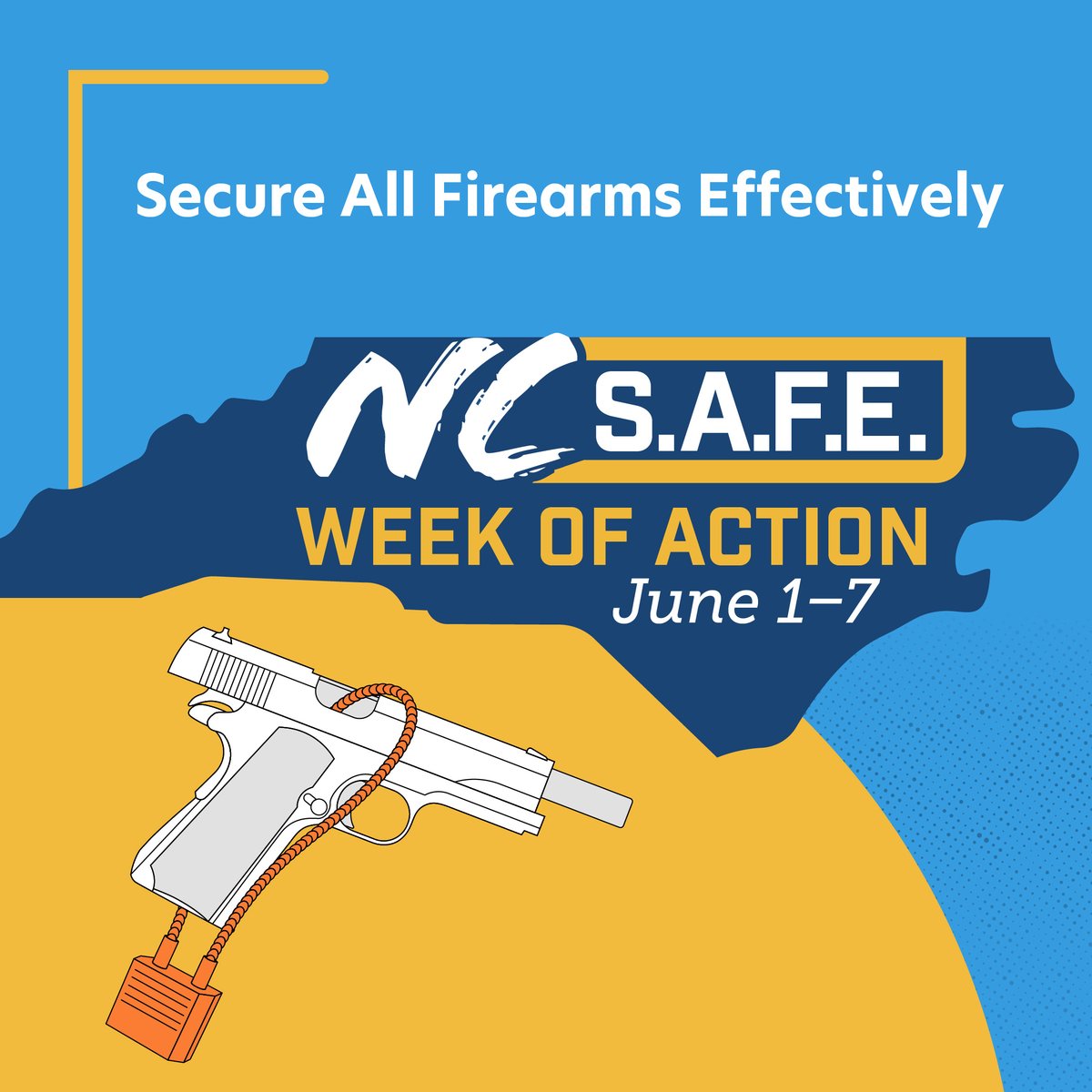 We’re just one week away from the third annual NC S.A.F.E. Week of Action.

Join us all week long as we share information and resources on safely securing guns to make your home and community safer.

Find resources to share on social media: ncsafe.org/resources/