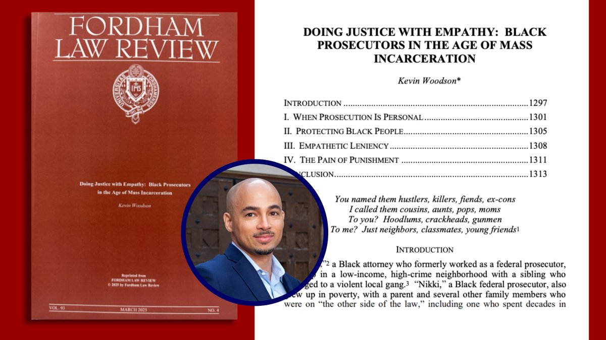 Richmond Law (@urlawschool) on Twitter photo In a new essay, Prof. Woodson explores “community empathy” through the voices of Black prosecutors navigating the age of mass incarceration. Based on in-depth interviews, the piece lays the groundwork for a future book project. Read it in <a href="/FordhamLRev/">Fordham Law Review</a>: ir.lawnet.fordham.edu/cgi/viewconten… In a new essay, Prof. Woodson explores “community empathy” through the voices of Black prosecutors navigating the age of mass incarceration. Based on in-depth interviews, the piece lays the groundwork for a future book project. Read it in <a href="/FordhamLRev/">Fordham Law Review</a>: ir.lawnet.fordham.edu/cgi/viewconten…