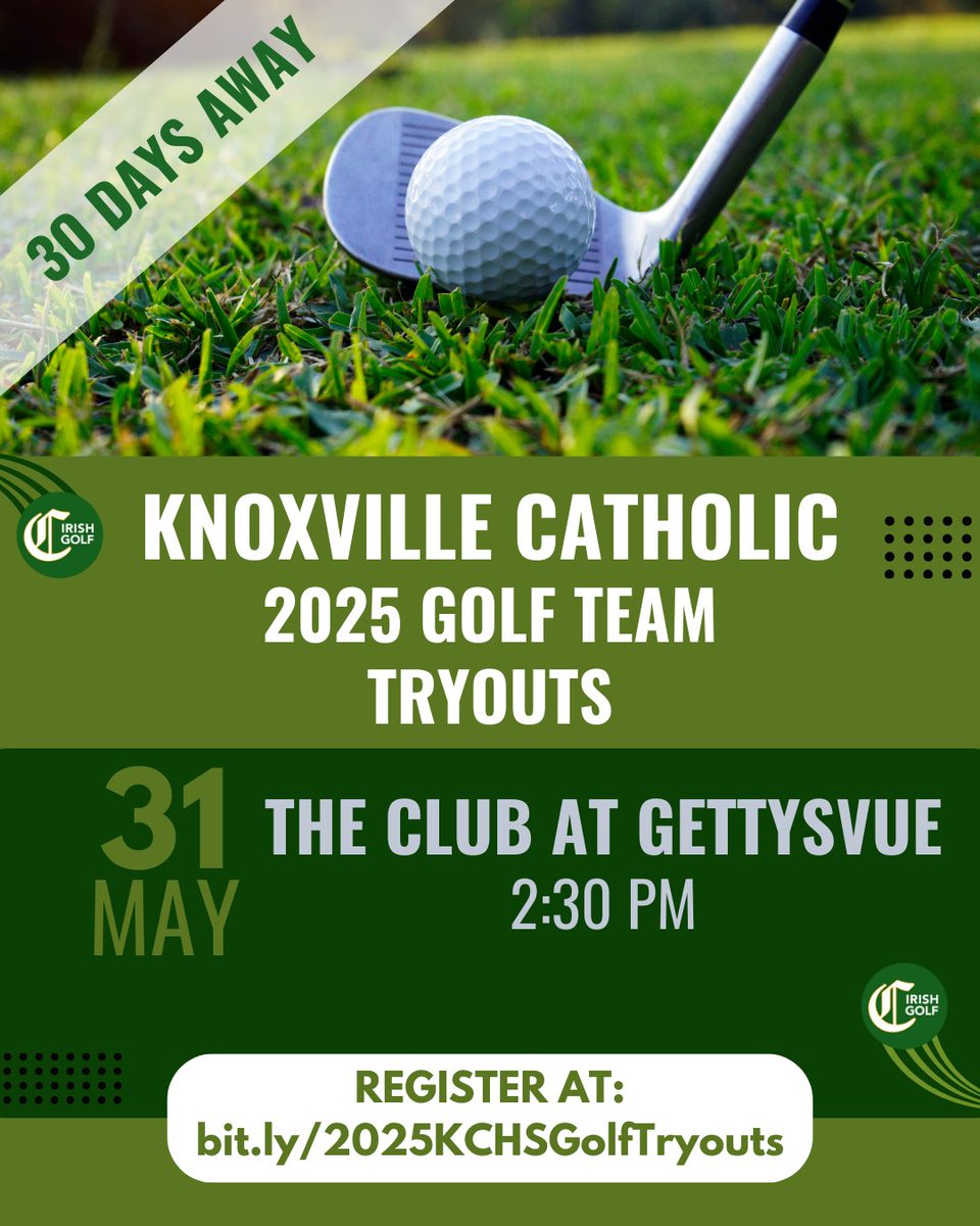 Tryouts for the 2025 <a href="/KnoxCatholic/">Knoxville Catholic☘️</a> golf team are only 30 days away.

Register today at bit.ly/2025KCHSGolfTr….