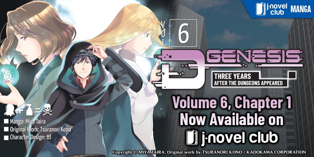 jnovelclub's tweet image. Keigo and Miyoshi’s adventures take them deeper into the dungeon—diving down to double-digit floors in “search” of the coveted Otherworldly Language Comprehension skill orb. &quot;D-Genesis: Three Years after the Dungeons Appeared&quot; (Manga) Volume 6 starts now! bit.ly/4iDmty9