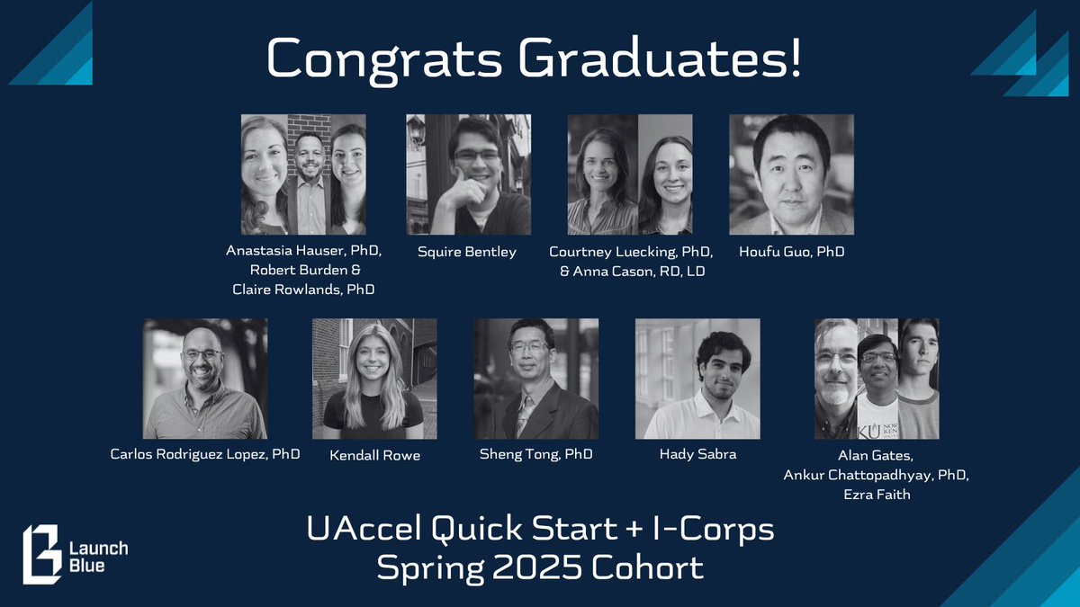 Congratulations to our UAccel Quick Start + I-Corps Spring 2025 graduates! We're so proud of your hard work and all you've accomplished. Thanks for being a part of this journey, we can't wait to see what you do next!