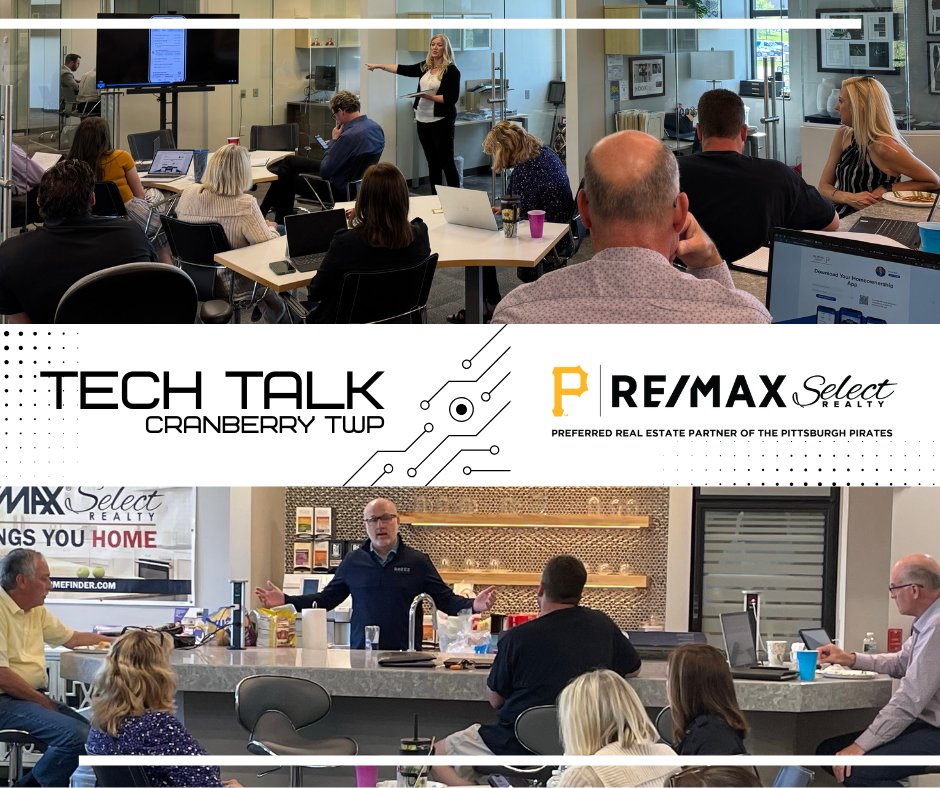 select__realty's tweet photo. Thank you to Jamie Reilly from our Corporate Office for leading a tech talk about the new RE/MAX app in the Cranberry Township office yesterday. Thank you to Sean Saunders of Keymax Settlement Services and Michael Coco of BREEZ Lending for providing lunch!

#REMAXSelectRealty https://t.co/5wJzet39gL