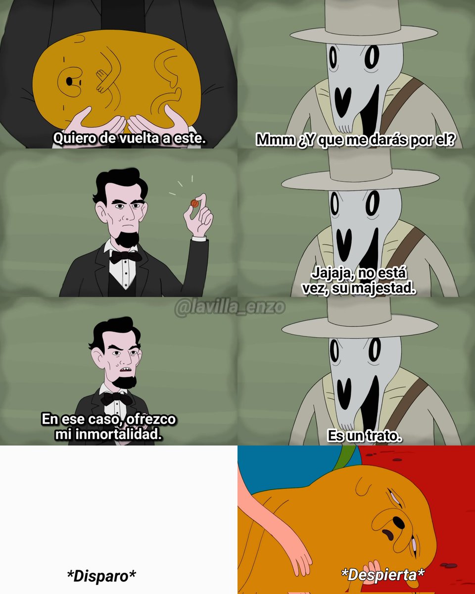 Primera aparición de Lincoln en Hora de Aventura, al momento de pactar con la Muerte se puede oír un d1sparo.