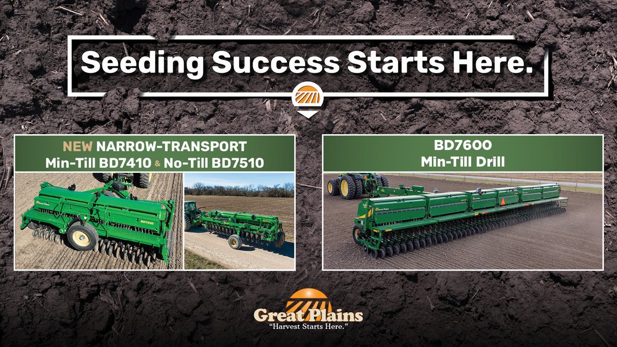 Seeding success starts here! Our BD Series drills offer a consistent seeding performance with our proven metering system. 🌱🌱🌱

New sizes of the BD7410 and all-new no-till model, the BD7510, COMING SOON!

#GreatPlainsAg #HarvestStartsHere #BoxDrills #SeedingSolutions