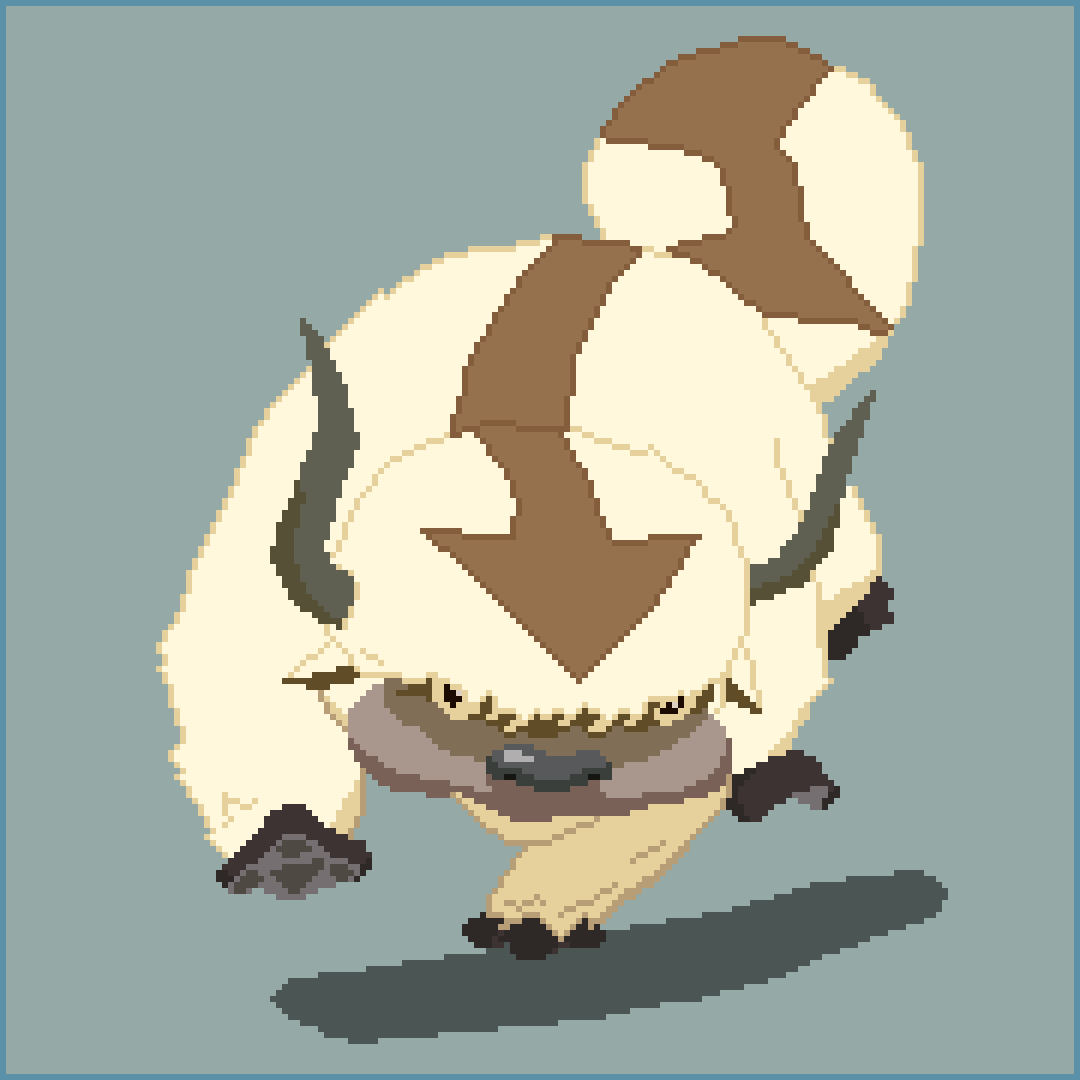 Yahlir's tweet photo. Bonus Avatar drawing: Appa!

I couldn’t end the Avatar lineup without drawing Appa. Here he is in all his massive, fluffy glory!

#avatarthelastairbender #atla #appa #avatarfanart #teamavatar #pixelart #ドット絵 https://t.co/VbdJ4g3f90