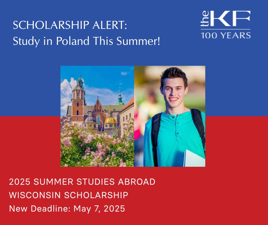 🎓 2025 KF Wisconsin Study in Poland Scholarship — APPLY NOW!
🗓️ Deadline: May 7
📍 Jagiellonian Univ, Krakow
💸 Fees covered by Kosciuszko Foundation
A-4: June 30–July 27 | A-6: June 30–Aug 10
📘 Tuition, housing, meals included!
🔗 lnkd.in/etEpNSJ4
#StudyAbroad #Poland