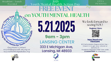 Youth Mental Health Action Day is coming May 21 and registration is almost closed. ✨

⚡ Registration closes May 9th: eventbrite.com/e/2025-youth-m…

📍 Full event info: acmh-mi.org/events/8861/

Let’s make waves 🌊