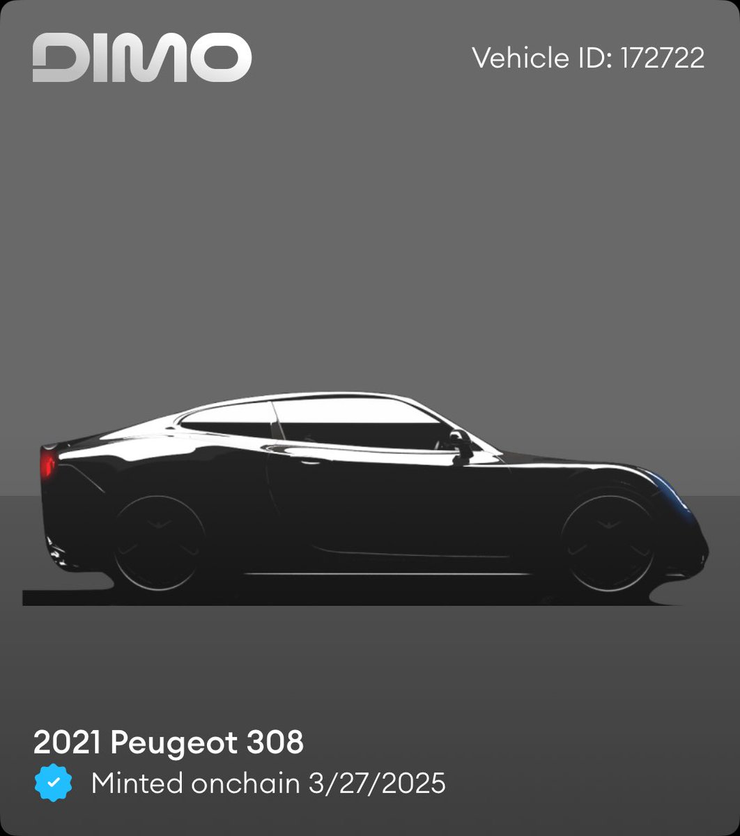I just minted my car onchain with <a href="/DIMO_Network/">DIMO</a>